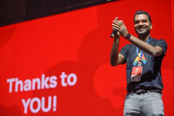 wordcamp asia live event stage view speaker clapping